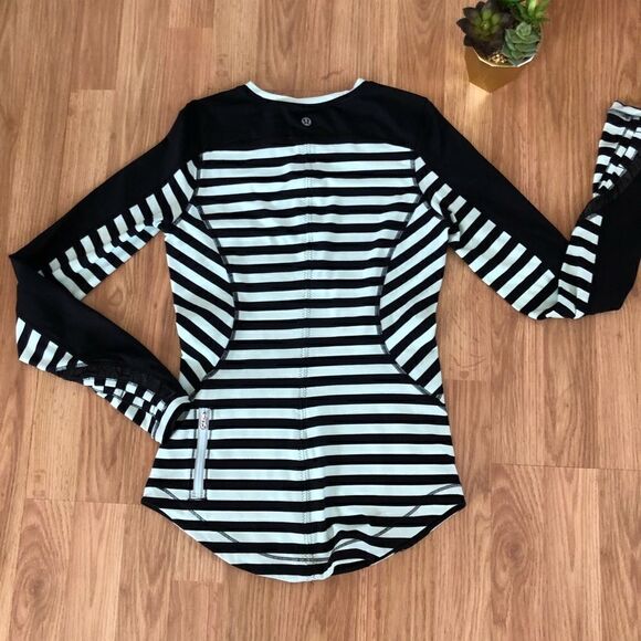 Lululemon Run: Reflect Long Sleeve Sea Stripe Mint Moment Black/Black - Picture 13 of 13
